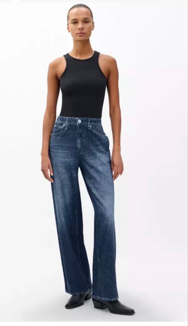rag & bone Wide Leg Dark Blue Denim Jeans